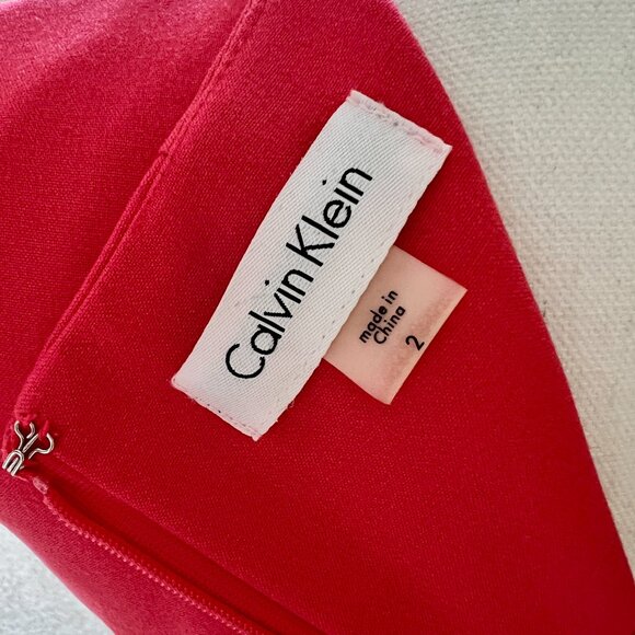 Calvin Klein Cocktail A line Belted Pink Block Dress NWT - Picture 3 of 4